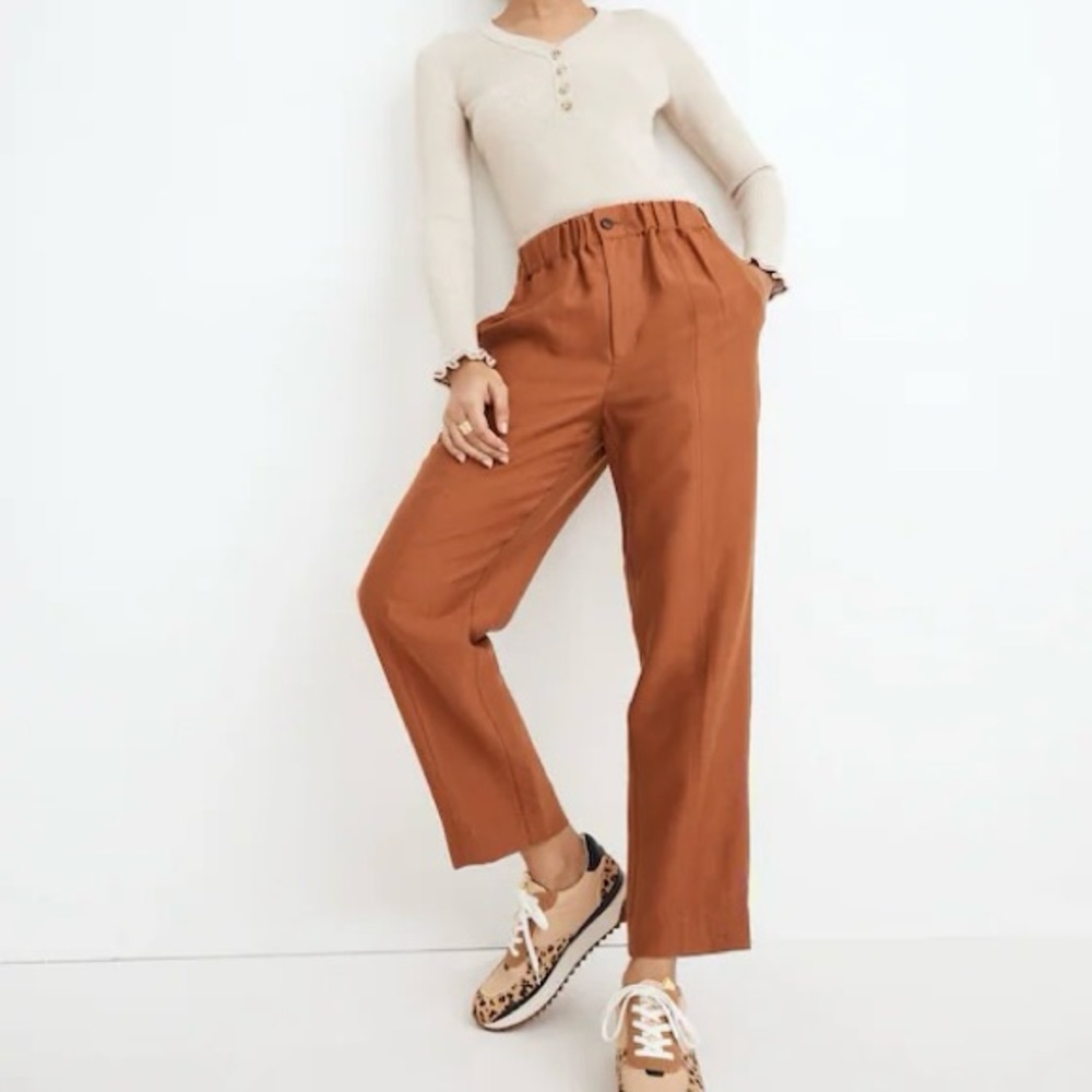 Madewell Orange Tapered Huston Pull-on Crop Pants Womens XL Lightweight Lyocell